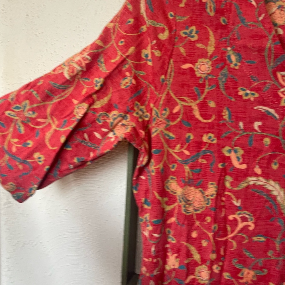 Peruvian Connection Red Floral Patterned tunic - image 2
